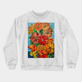 abstract carnations flowers in a gold vase Crewneck Sweatshirt